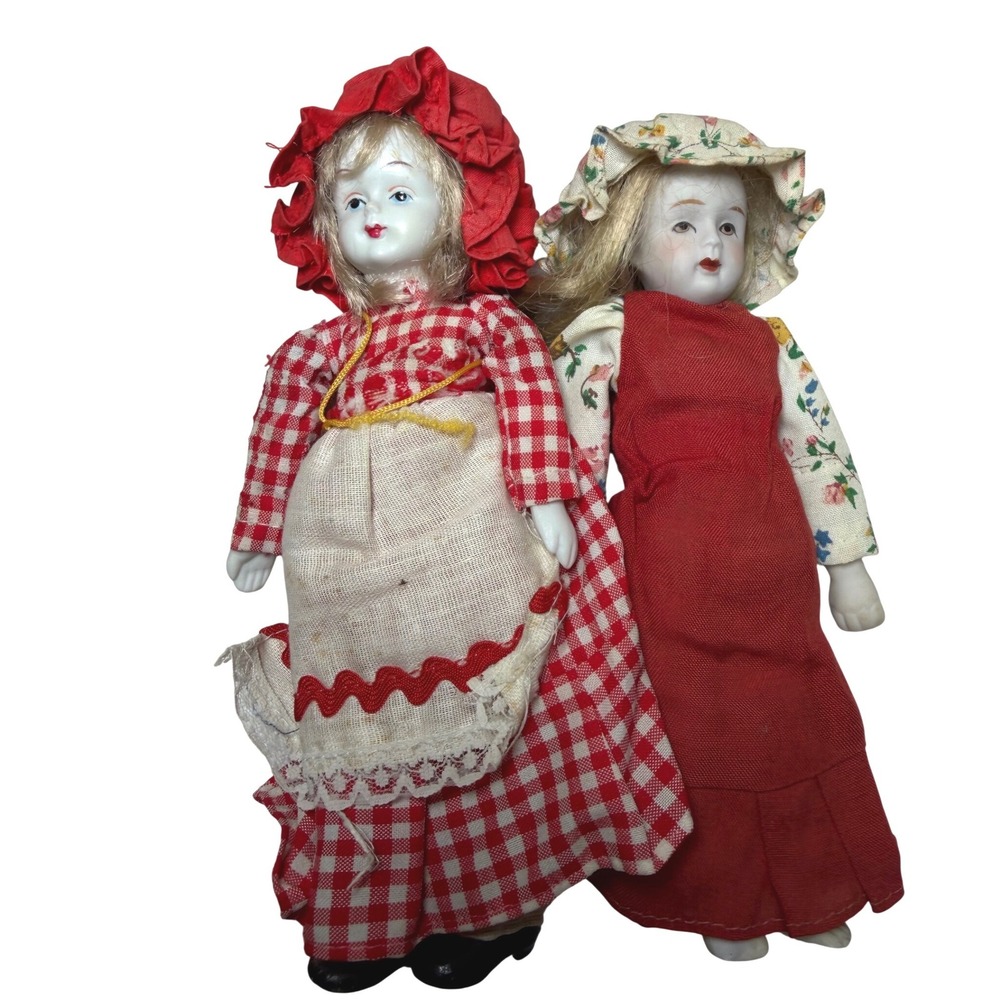 Vintage PMI Ltd Fairytale Series Little Red Riding Hood Porcelain Doll Gingham